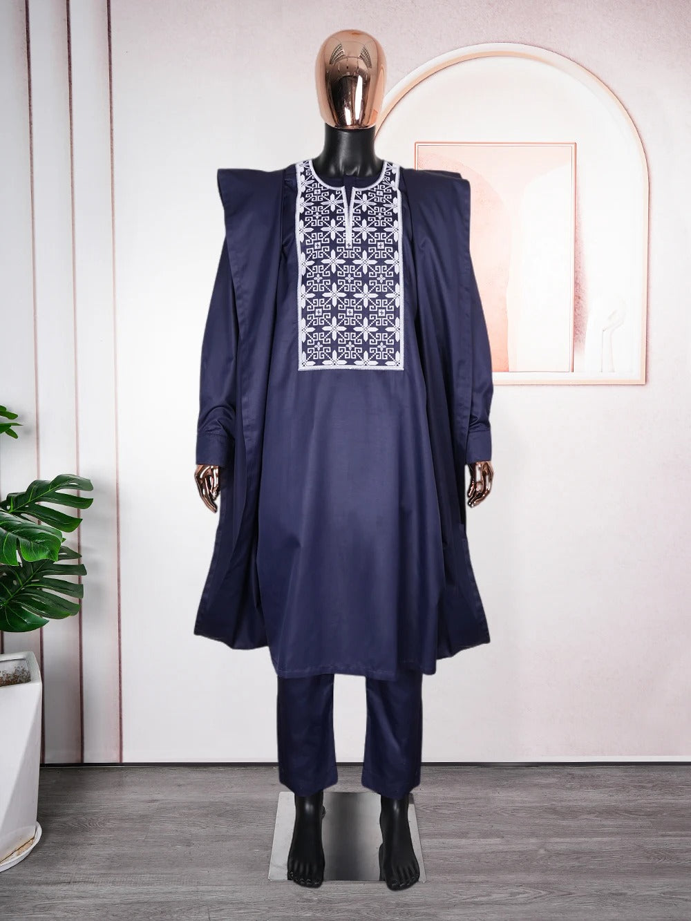 African Agbada (Navy & Light Blue)