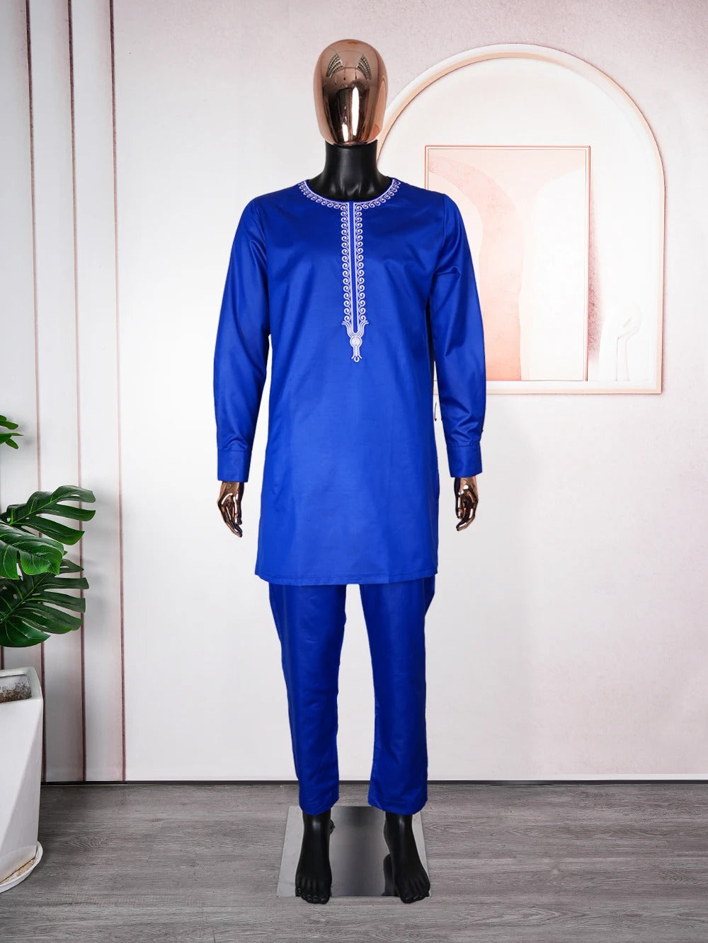 Long Sleeve African Suit (Blue)