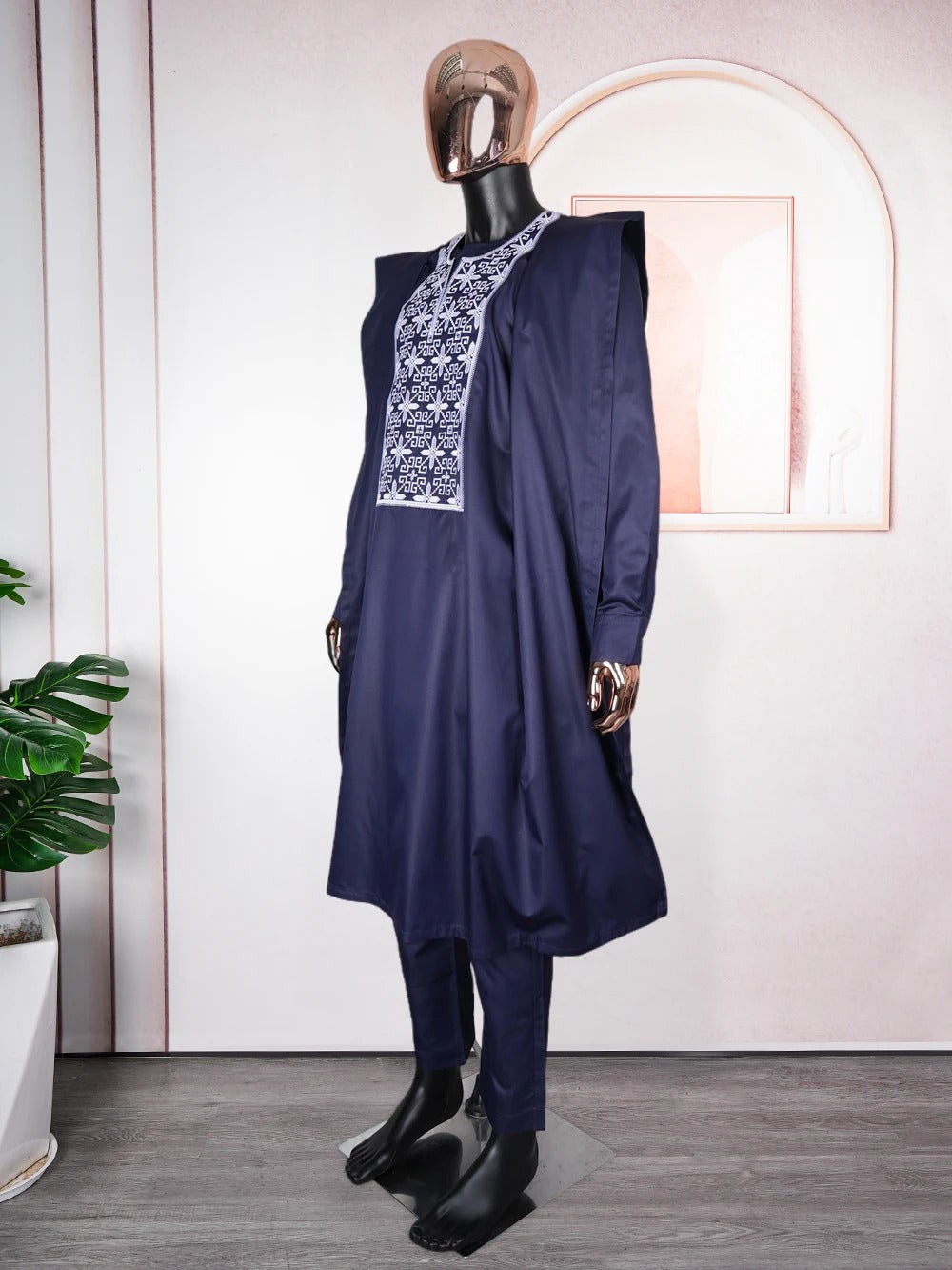 African Agbada (Navy & Light Blue)