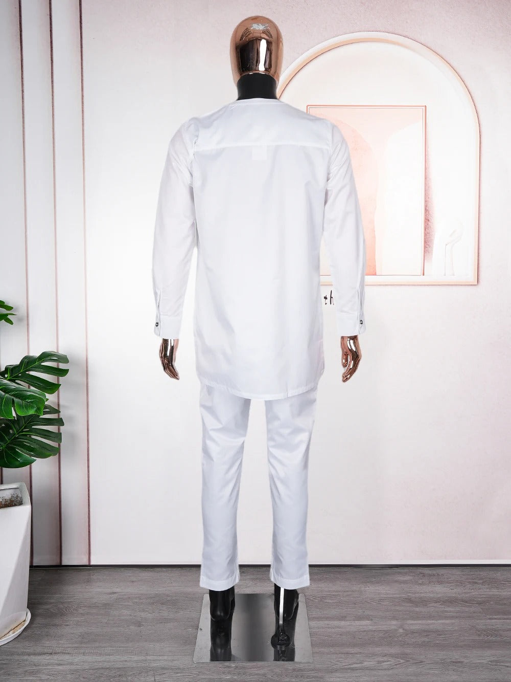 Long Sleeve African Suit (White)