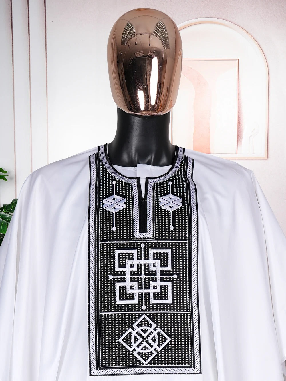 African Agbada (White & Grey)