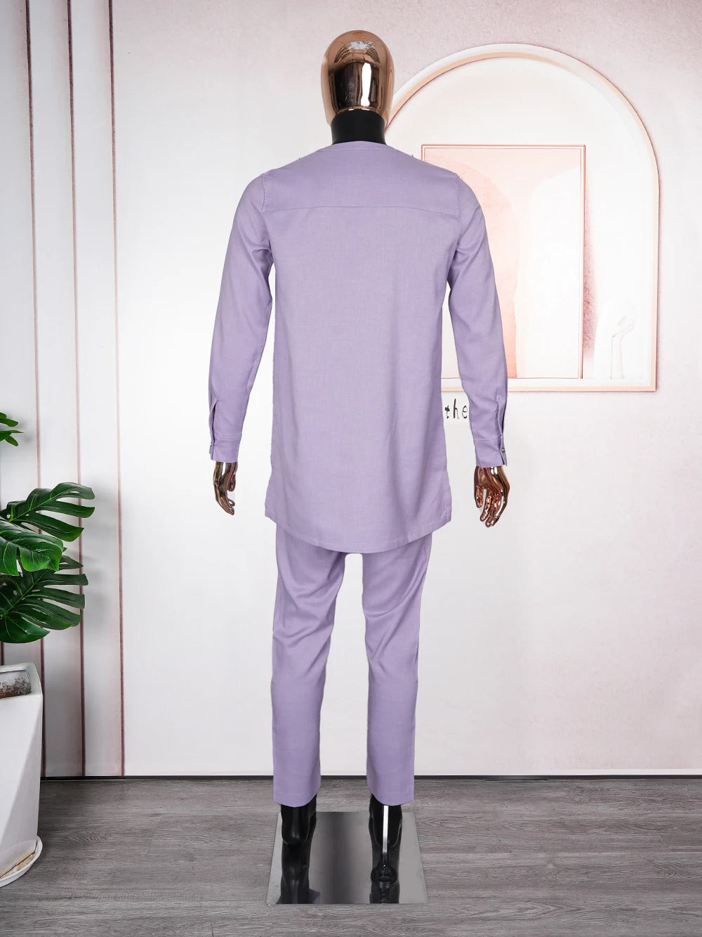 Long Sleeve African Suit (Lavender)