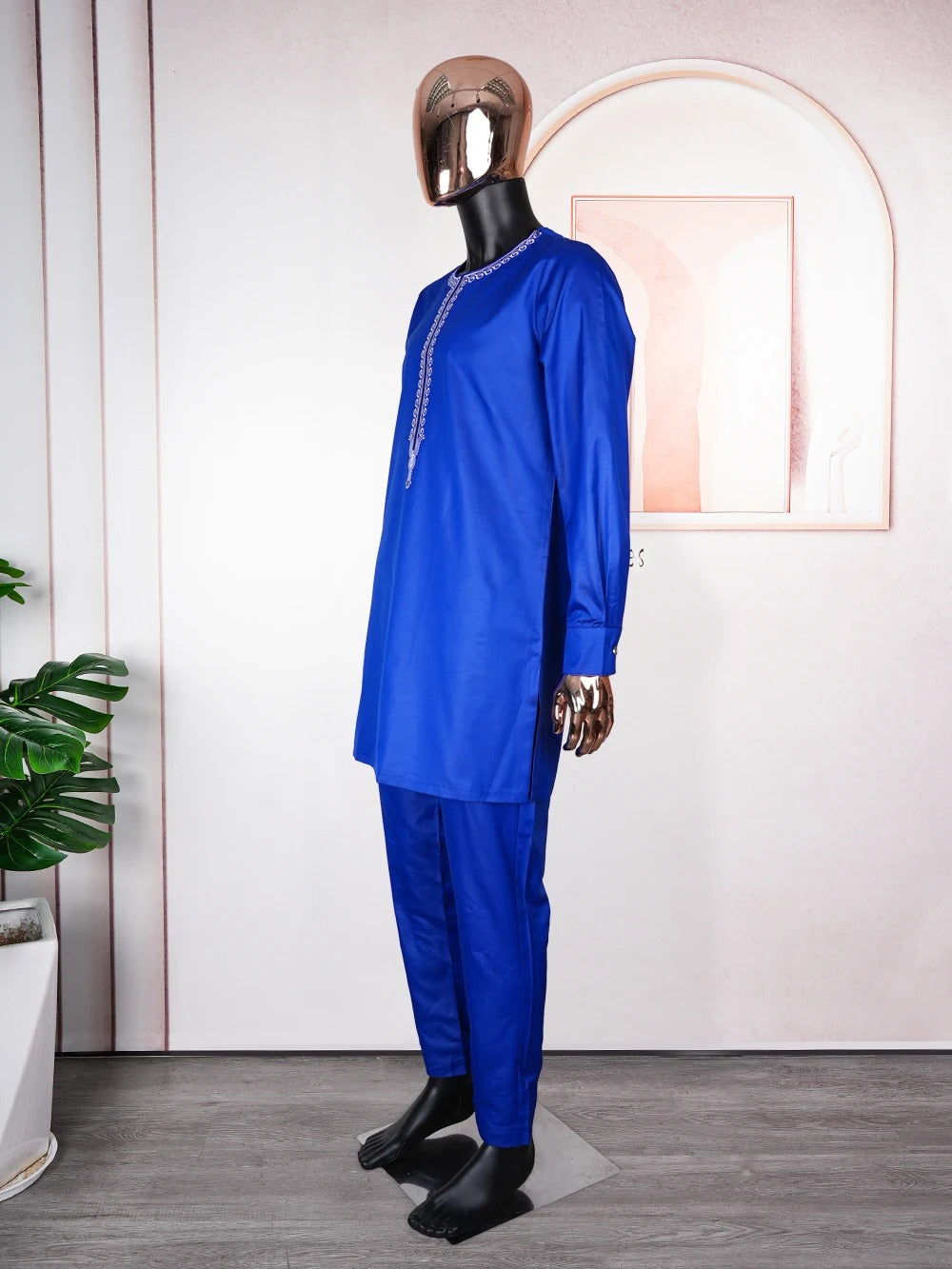 Long Sleeve African Suit (Blue)