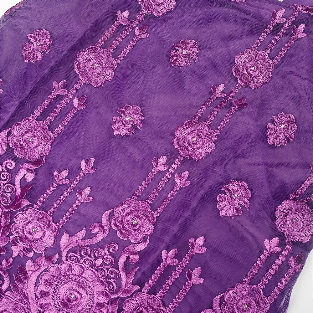 Embroided African Maxi Dress (Purple)