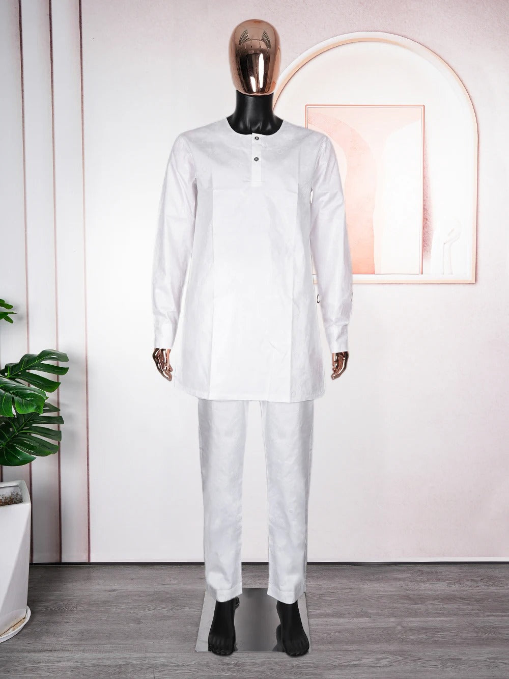 African Agbada (White & Grey)