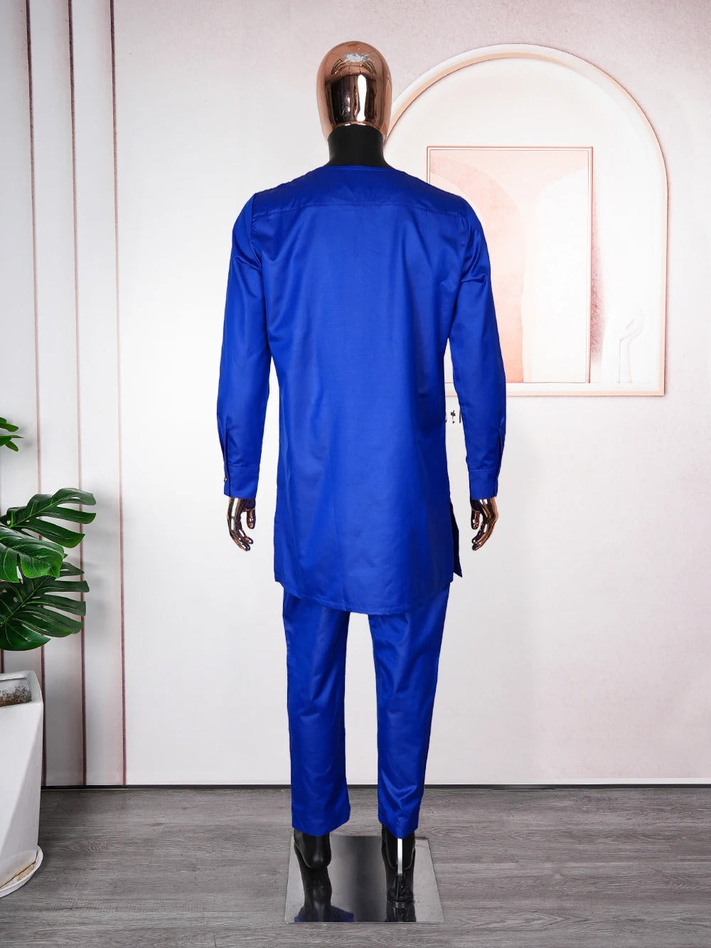 Long Sleeve African Suit (Blue)